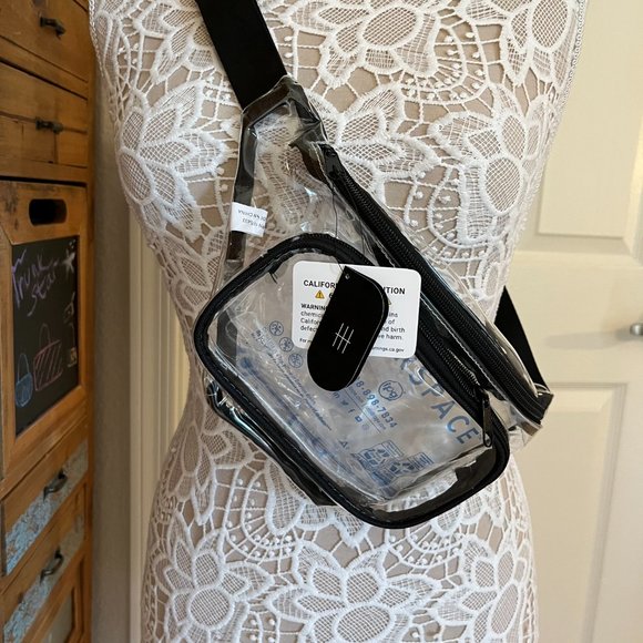 Clear/ Transparent Men's Belt Bag/ Waist Bag- Black Accents - Picture 5 of 8